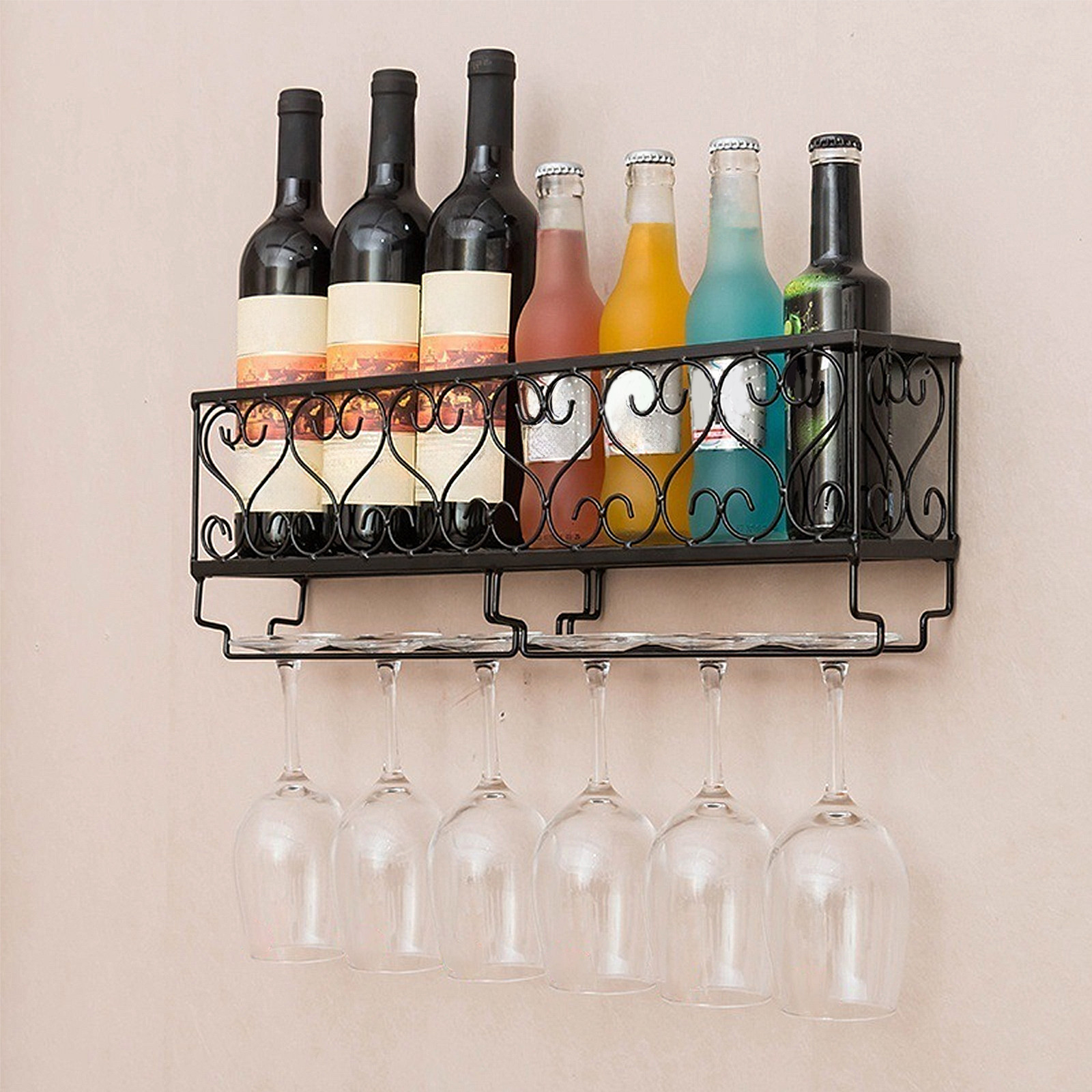 Wine Rack Wall Mount - حامل زجاجات نبيذ معدني عالي الجودة