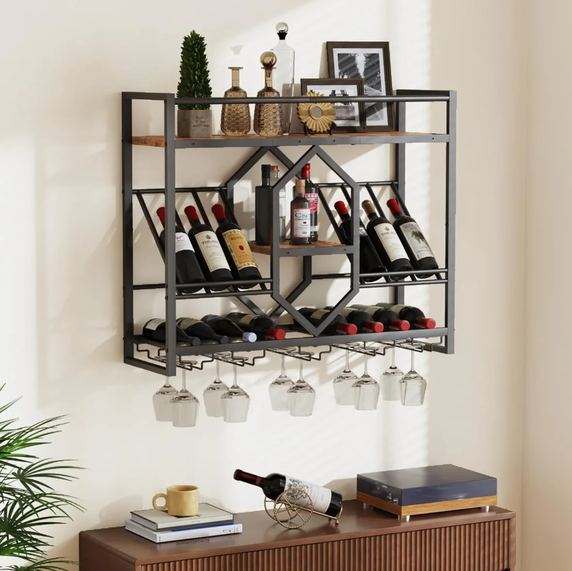 رف نبيذ من الحديد المطاوع، خزا - مراجعة Wine Rack Wall Mount وسعره