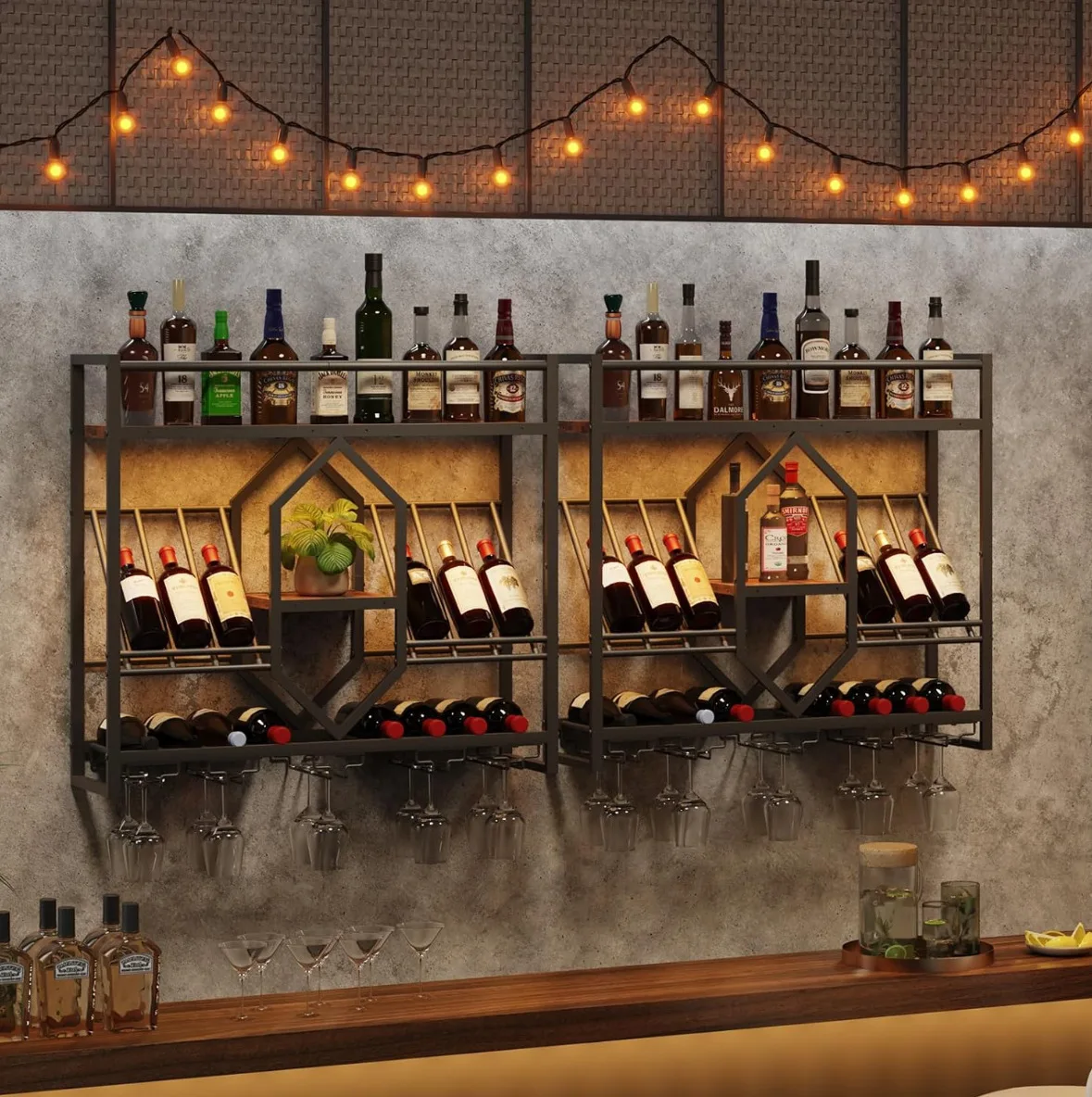 رف نبيذ من الحديد المطاوع، خزا - مراجعة Wine Rack Wall Mount وسعره