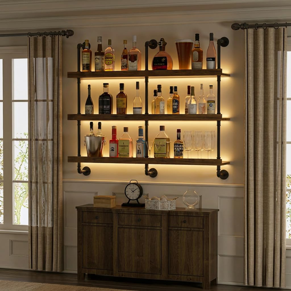 رف نبيذ معلق على الحائط مع إضا - مراجعة Wine Rack Wall Mount وسعره