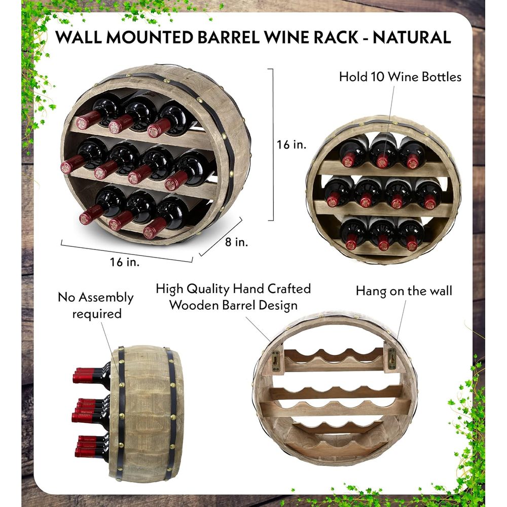 حامل زجاجات نبيذ خشبي طبيعي مث - مراجعة Wine Rack Wall Mount وسعره